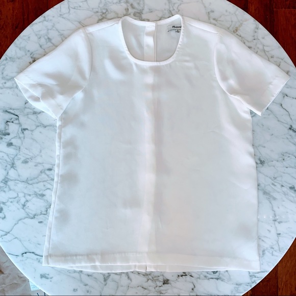 Madewell | White short sleeved back button tee - Picture 1 of 5